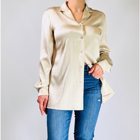 SILK CLUB pure silk top shirt M - Picture 6 of 9